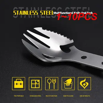  1 ~ 10PCS Инструменти за оцеляване на открито 5 в 1 Къмпинг Многофункционален EDC комплект Практичен нож за вилица Лъжица Бутилка / отварачка за консерви