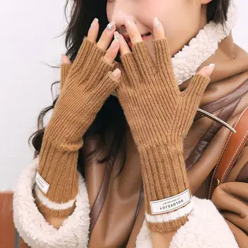 1 чифт практически ръкавици за колоездене половин пръст меки жени зимни ръкавици против пилинг уютни зимни ръкавици