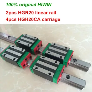 100% оригинален HIWIN 2бр HGR20 200mm 300mm 400mm 500mm 600mm 700mm 800mm 1000mm линейна направляваща шина + 4бр HGH20CA HIWIN превоз