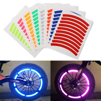12PCS/лист отразяващ стикер за гуми стикер за безопасност цвят на детски баланс велосипед отразяващ стикер колело Decal велосипеди аксесоари лента