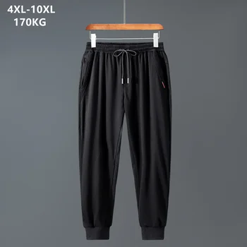 170KG 10XL мъже плюс размер панталони 8XL 9XL спортни джогъри 7XL улично облекло черна есен висока талия хлабав глезена дължина пот панталони