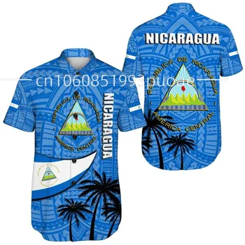 2023 Лято Ново знаме на Никарагуа Ризи със знаме Ежедневна мода Улица Хавайски ризи с къс ръкав Мъжки и дамски ризи
