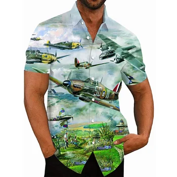 3d равнина отпечатани мъжки луксозни ризи с къс ръкав 2023 Реколта за лятно улично облекло Хавайски нови извънгабаритни дрехи Harajuku
