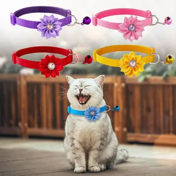 Cat Flower Collar Bow Tie Multipurpose Sweet Neckband Collars Reflective Colorful Cute Bell Pendants For Pets Cats Accessories
