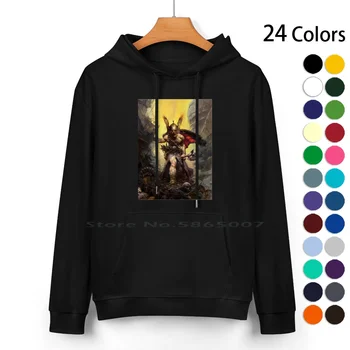Frank Frazetta-Untitled Pure Cotton Hoodie Sweater 24 цвята Frank Frazetta Conan Barbarian Vikings Savage Sword Axe Montain