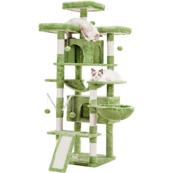 Hey-brother Cat Tree, 71 инча XL Голяма котешка кула за котки на закрито, многоетажна котешка къща с 3 подплатени кацалки, голяма