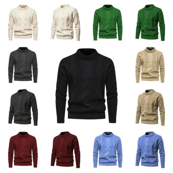 M-3XL!7 цвята!2023 Есен Нов кръг врата жакард дизайн меки мъжки дълъг ръкав пуловер пуловер мъжки пуловер