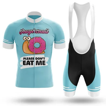 Men Doughsnail Please Don't Eat Me Cycling Jersey Set Bib Shorts Suit Bicycle Wear MTB Downhill Road Bike Kits Clothing