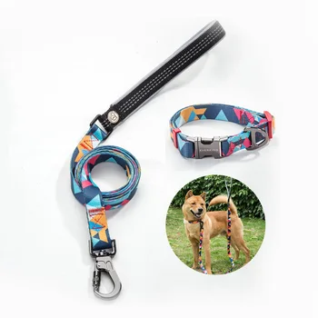 Nylon Pet Dog Collar + Dog Leash Set Puppy Dog Cat Collar Leash For Chihuahua Pug Bulldog Walking Running Lead Pet Supplies 1.5m