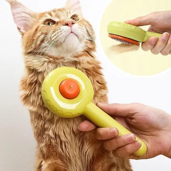 Pet Hair Cleaner Brush Self Cleaning Slicker Brush for Shedding Dog Cat Grooming Comb Премахва хлабавите долни слоеве и заплетената коса