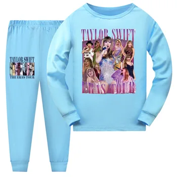 Taylor Swift The Eras Tour Пролетно спално облекло за деца Пижами с пълен ръкав Памук Есен Детски пижами Комплект Момчета Момичета Дрехи