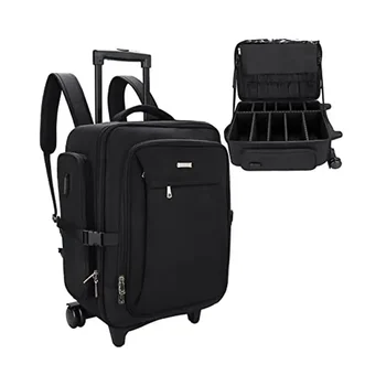 US безплатна доставка Relavel професионален грим четка случай количка пътуване черно козметични чанти големи с въртящи се колела