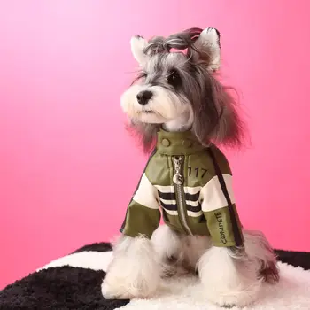 WInter куче дрехи за малки кучета шнауцер Йоркшир Malzis Теди мода ивица бродерия яке кожено палто домашен любимец костюм