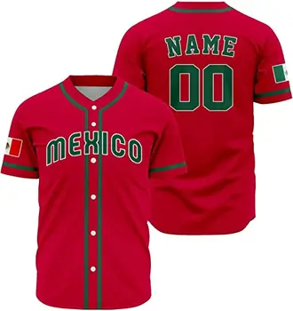 Безплатно потребителско име Мексико Бейзбол Джърси Възрастни Спорт Бейзбол Класически ризи Отпечатан персонализиран номер на име за мъже
