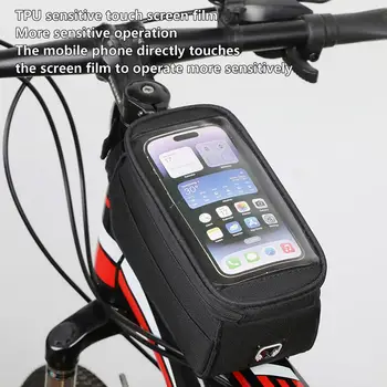 Водоустойчива чанта за велосипеди MTB велосипедна рамка Предна горна тръба чанти Колоездене докосване телефон екран случай за планински път за съхранение на велосипеди торбичка