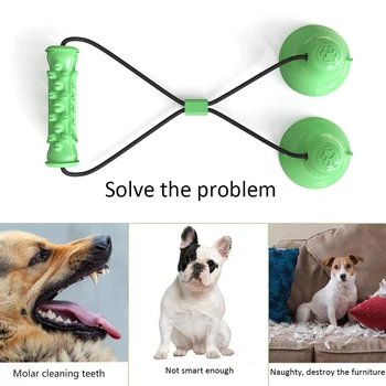 Куче молар ухапване играчка многофункционални домашни играчки дъвчете двойни вендузи куче дръпнете стик за кучета почистване зъб играчка