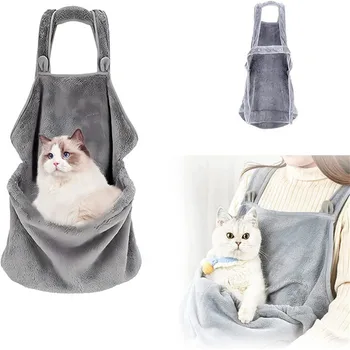 Малка кучешка котка мека топла носачка на гърдите с джобни ръце Безплатна чанта за рамо Тяло отпред Котка прашка транспортна чанта Котки престилка