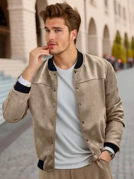 Мъжко модно яке есенно облекло плътен цвят класически случаен джоб дизайн връхни дрехи палто високо качество мъжки streetwear