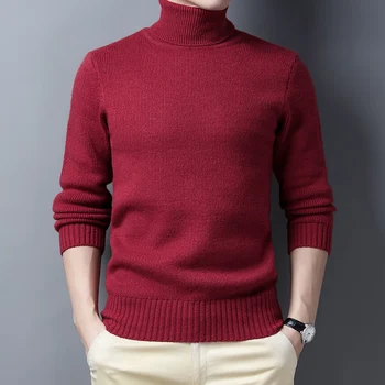 Поло топъл пуловер нови мъже есен/зима дълги ръкави плътен цвят тънък годни бизнес случайни високо качество плета пуловер пуловер пуловер