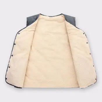 Руно облицована жилетка яке средна възраст мъжки зимна жилетка яке с руно подплата джобове модерен без ръкави за топлина