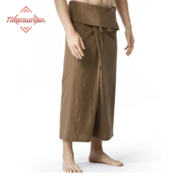 Тайландски рибарски панталони Летни памучни ленени панталони за мъже Свободни удобни харем панталони Мъжка йога 100 памучни панталони жени