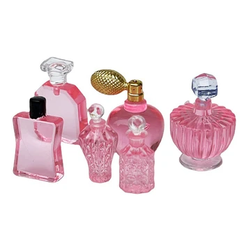 1:12 Къща за кукли 6бр / комплект аксесоари за бутилки за парфюми Миниатюрни мини играчки Мебели за куклиКъща за кукли Бебе Момиче розово
