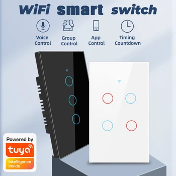 1/2/3 Банда ТУЯ WiFi интелигентен сензорен превключвател Начало светлина стена бутон 120 * 72 мм за Alexa и Google Home Switch аксесоари US Standard