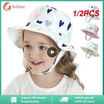 1/2PCS Пролет лято деца Панама шапка обратими носими карикатура двустранен кофа шапки за момчета бебе анти UV слънце