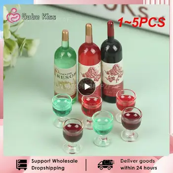  1 ~ 5PCS здраве и безопасност макет вино бутилка трайни вино стъкло модел смола реалистичен дизайн декоративни играчки