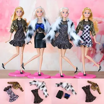 1 комплект 1/6 кукла мода ежедневни дрехи зимно облекло плюшено палто пола ръчно изработено момиче кукла носенето комплект за 29 ~ 32 см кукла дрехи