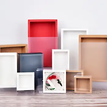 10 бр / комплект хартиена подаръчна кутия Различни размери Прозрачен видим твърд антидеформен висок клас настоящ случай за опаковане на подарък