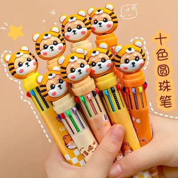 10 цвята сладък карикатура химикалка тигър Kawaii многоцветен гел писалка за писане училищни пособия канцеларски офис аксесоар