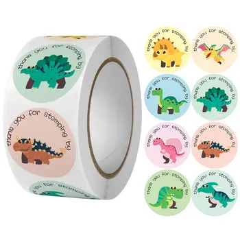 100-500Pcs кръгли динозавър деца награда стикери сладък играчка тагове подарък декорация запечатване етикет канцеларски материали консумативи стикери