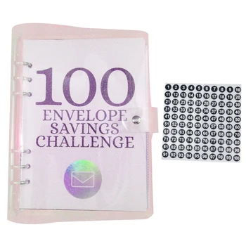 100 Дневно предизвикателство Свързващо вещество за спестяване на пари 100 плика Предизвикателство за спестяване на пари: Забавен и лесен бюджетен плановик Розов