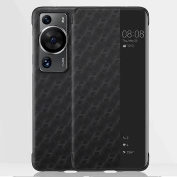 100% оригинален Huawei P60 Pro / P60 Smart View Flip Cover Sleep Wake Up кожен калъф Cover Защитен Coque