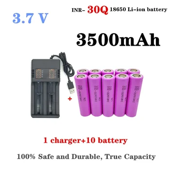  100% оригинален истински капацитет INR 30Q 18650 3.7V 3000mAh литиево-йонна акумулаторна батерия, разреждане с висока мощност 20A висок ток