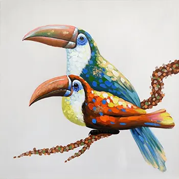 100 % ръчно рисувани с маслени бои животински цветни птици живопис без рамки стена изкуство за дома декор прекрасни животински снимки произведения на изкуството