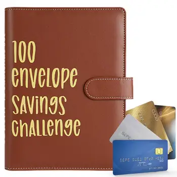 100 Спестовно предизвикателство Класьор Бюджетен плановик и книга с парични пликове Бюджетна книга и плановик Парични пликове за касов бюджет