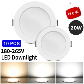 10PCS Downlight вдлъбната таванна лампа 5W / 7W / 9W / 12W / 20W вътрешни LED светлини за кухненско легло стая гардероб фоайе офис надолу светлина