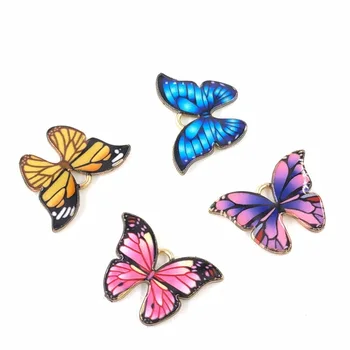 10pcs цветно отпечатана сплав пеперуда висулка DIY занаятчийски консумативи материали обица колиета бижута аксесоар декорация доставки