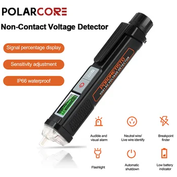 12-1000V безконтактен тестер за напрежение Цифров AC детектор за напрежение Чувствителност Регулируем LCD дисплей Breakpoint Finder Test Pen