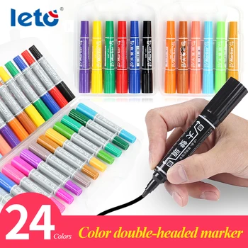 12/24 цвята голям двуглав цвят писалка на маслена основа 6/2 мм постоянна ярка водоустойчива за офис училищни канцеларски материали