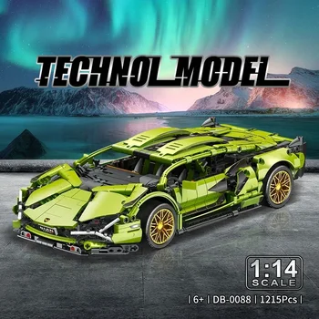 1215PCS Техническо зелено Lamborghinis Super Sports Car Building Block MOC Модел Състезателно превозно средство Сглобяване на тухли Играчка за деца Подаръци
