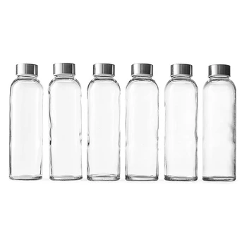 18 Oz прозрачни стъклени бутилки Високо боросиликатно спортно стъкло за бутилка за вода с капаци Natural BPA Free Eco Friendly за изцеждане на сок