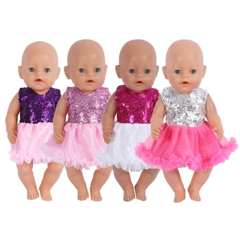 18 инча кукла дрехи мода пайети костюм бебе прероден кукли рокля американски момиче кукла дрехи кукла аксесоари детски играчки