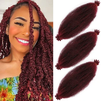 18inch Springy Afro Twist плетене на коса Пухкава коса Плетене на една кука плитки предварително пухкава пролет обрат коса за затруднени места