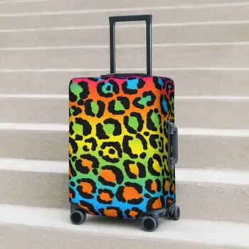 1997 Neon Rainbow куфар капак леопард печат забавно пътуване защита багаж доставки полет