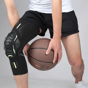 1PC абсорбира пот баскетбол коляното подложка пчелна пита удароустойчив дълги ръкави крак коляното скоба футбол спорт коляното предпазител дишаща I