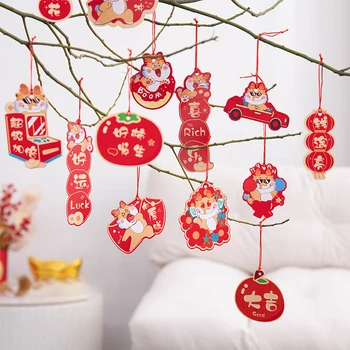 1Set китайски стил Нова година висулка декорация фенер малки хартиени талисмани за пролетния фестивал парти оформление подпори орнаменти
