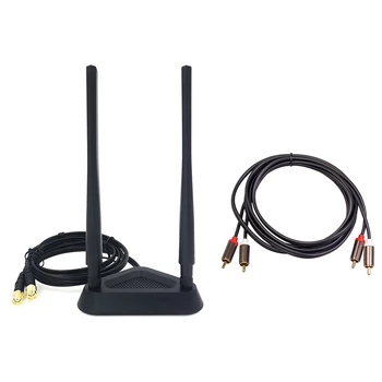 2.4G/5G двучестотен удължителен кабел антена Wifi рутер с 2RCA към 2 RCA коаксиален 3.5 жак стерео RCA аудио кабел 1M